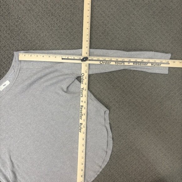 TNA Aritzia Shirt Small Cotton Blend Waffle Knit Scoop Neck Curved Hem Basic - Picture 6 of 10